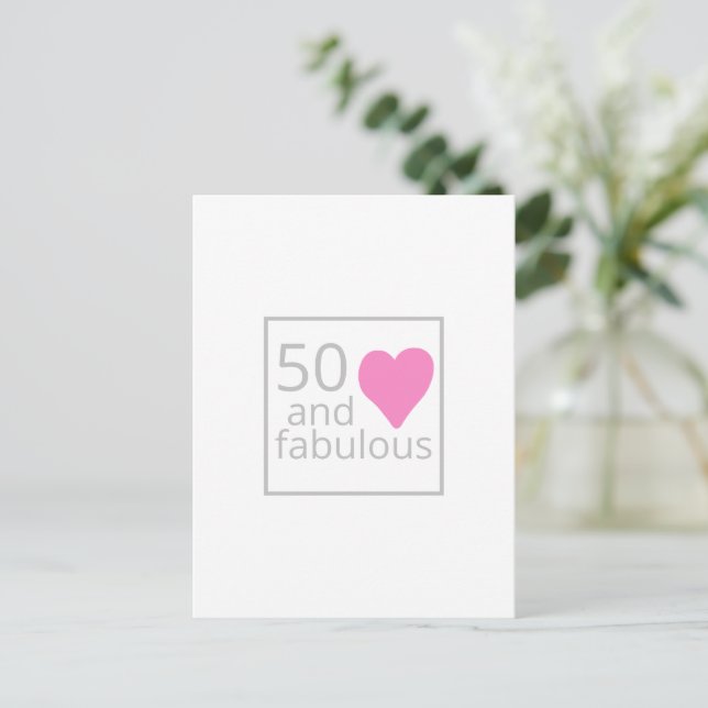 Hübsch 50 und Fab Pink 50. Geburtstag Postkarte (Stehend Vorderseite)