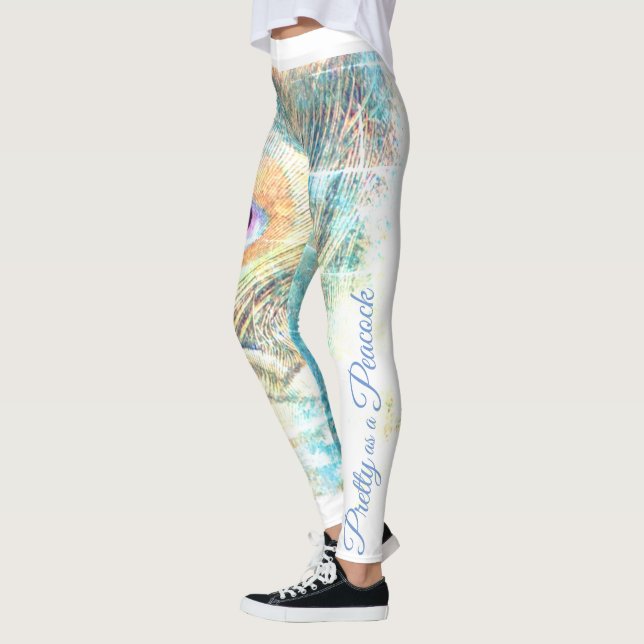 Hübsch als Pfauenfeder, pastellweiß Leggings (Links)