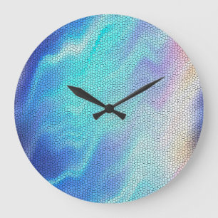 Hübsch Aqua Blue Lila Pastel Mosaic Tiles Große Wanduhr