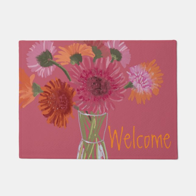 Hübsch Art GerberaFlower Moderne Illustration+ Nam Fußmatte (Vorderseite)