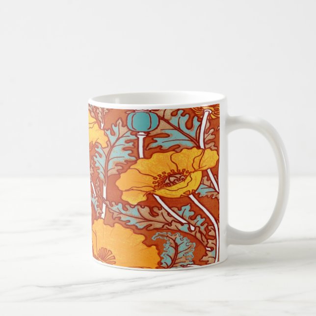 Hübsch Art Nouveau Orange Poppy Kaffeetasse (Rechts)