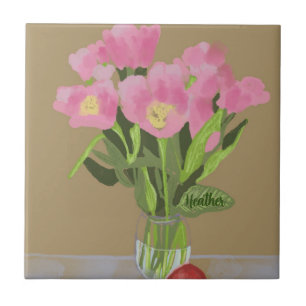 Hübsch Art Tulip Blume Moderne Illustration +Name Fliese