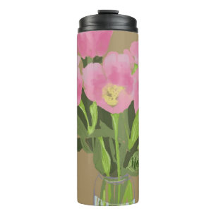 Hübsch Art Tulip Blume Moderne Illustration + Name Thermosbecher