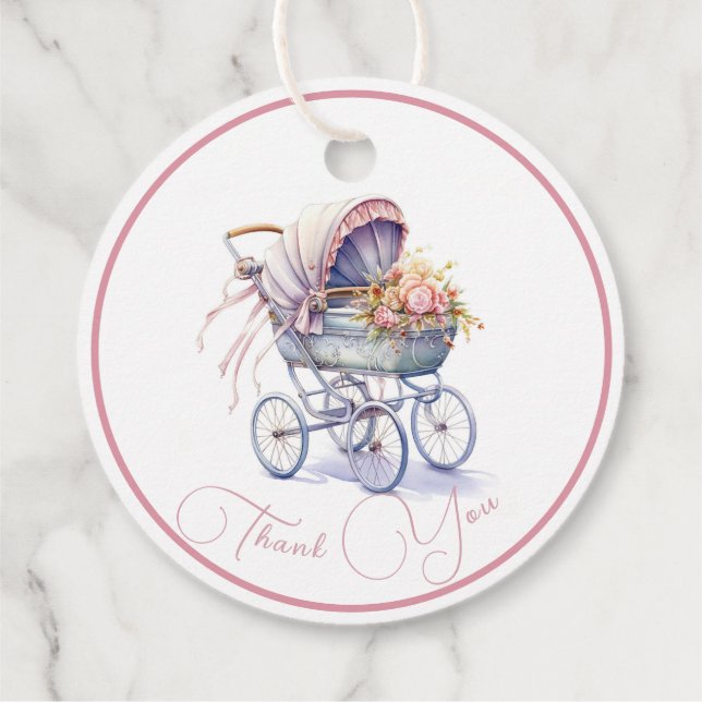 Hübsch Baby Pram Geschenkanhänger (Rückseite)