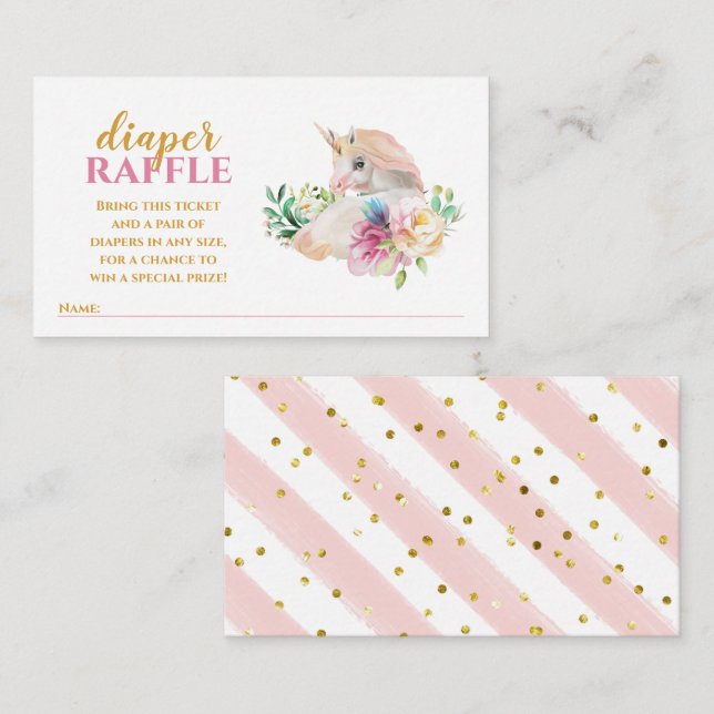 Hübsch Baby Unicorn Diaper Raffle Ticket Einschlie Begleitkarte (Vorne/Hinten)