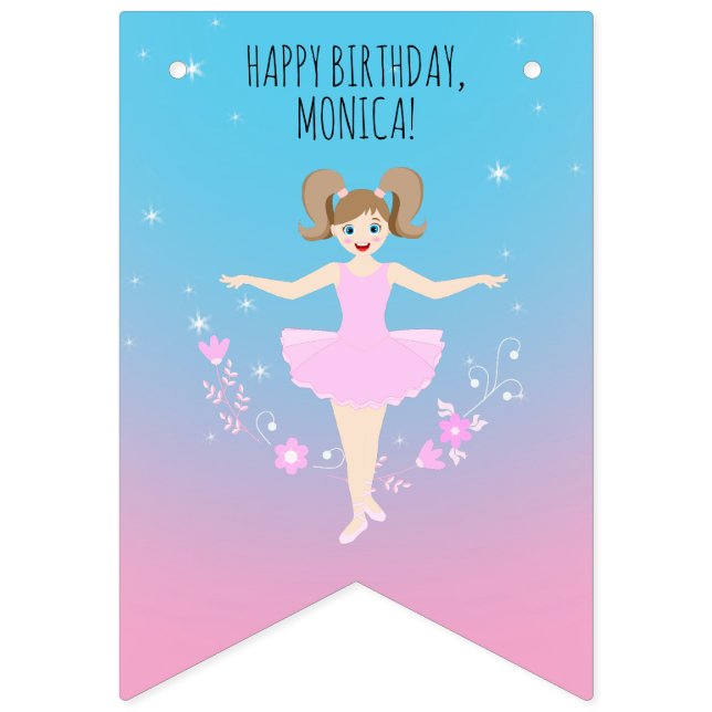 Hübsch Ballerina Girl Geburtstagsparty Wimpelkette (Erste Fahne)