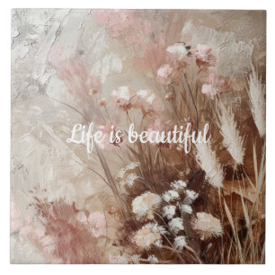 Hübsch Beige Blush Pink Boho Floral Fliese