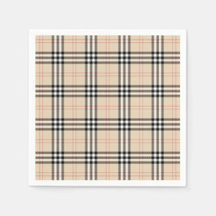 Hübsch Beige Kariert Tartan Serviette