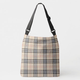 Hübsch Beige Kariert Tartan Tragetaschen Mit Langen Trägern