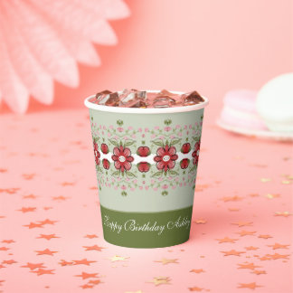 Hübsch Berry Colored Floral Pappbecher