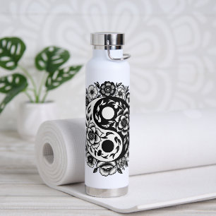 Hübsch Black and White Floral Yang Yang Trinkflasche