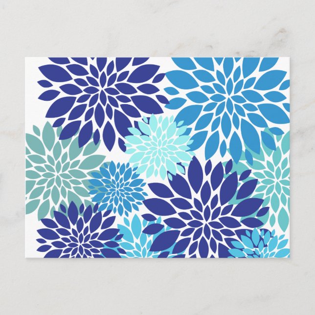 Hübsch Blau Aquamarin Türkische Blume Blumenstrauß Postkarte (Vorderseite)