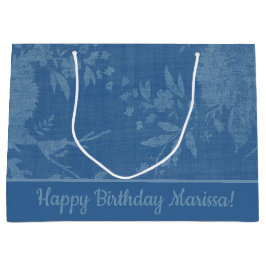 Hübsch Blau auf blauem Blumenmuster Große Geschenktüte