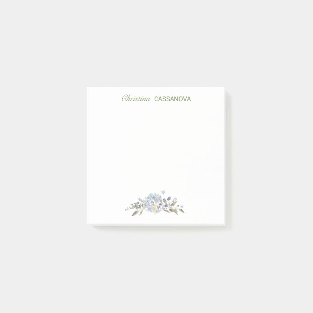 Hübsch Blau-Blütenfarbe Personalisiert Post-it Klebezettel (Vorderseite)