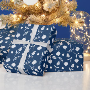 Hübsch-Blau-Rosen-Rosenknospe - Blumendruck Geschenkpapier