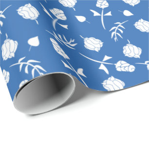 Hübsch-Blau-Rosen-Rosenknospe - Blumendruck Geschenkpapier