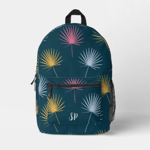 Hübsch-blaue Muster-Monogramm-Initialen Bedruckter Rucksack