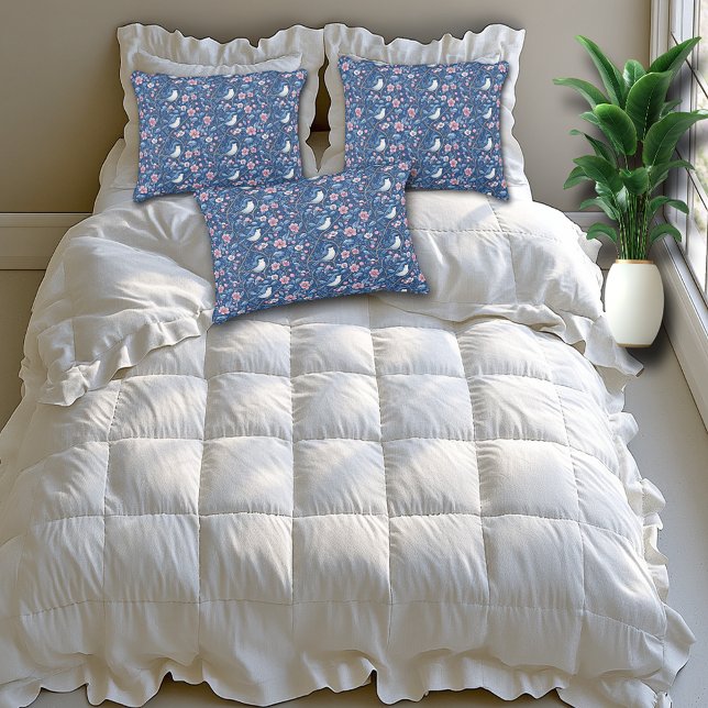 Hübsch Blaue Vögel Rosa Rosen Elegante Kissenbezug (Von Creator hochgeladen)