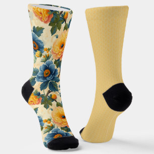 Hübsch-blaugelbe Muster ungleichmäßig Socken
