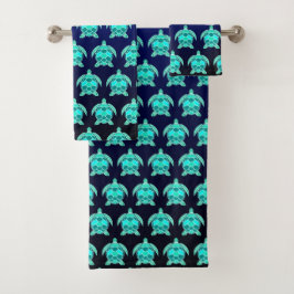Hübsch-blaugrüne türkisfarbene aquamarine Schildkr Badhandtuch Set