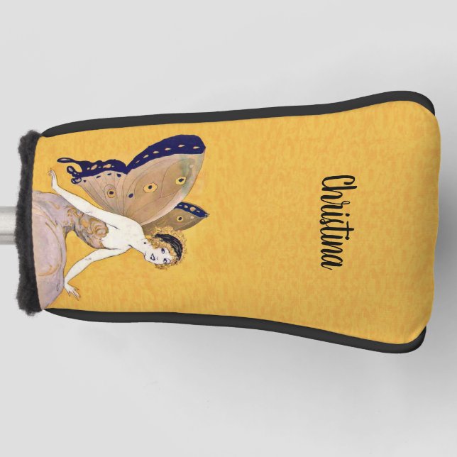 Hübsch Blond Fairy Monarch Butterfly Gelb Golf Headcover (Vorderseite)