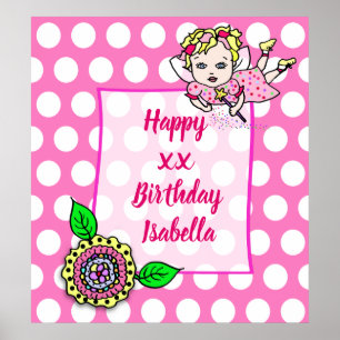 Hübsch Blonde Fairy Girl Happy Birthday Poster