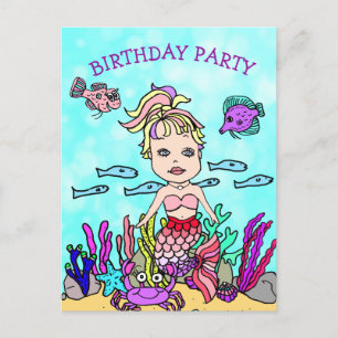 Hübsch Blonde Lila Mermaid Geburtstag Einladungen
