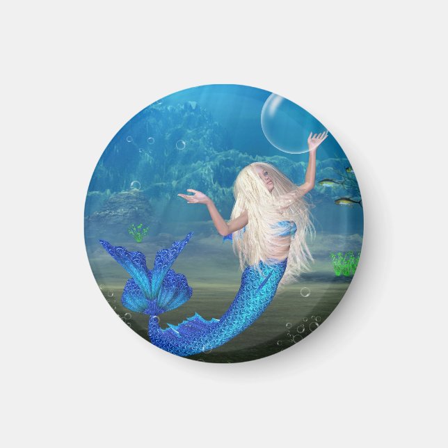 Hübsch Blonde Mermaid mit Blase Magnet (Vorne)