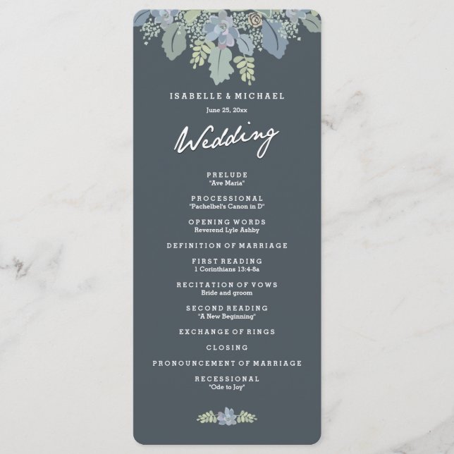Hübsch Blooms Vintag Gardens Hochzeitsprogramm Programm (Vorderseite)