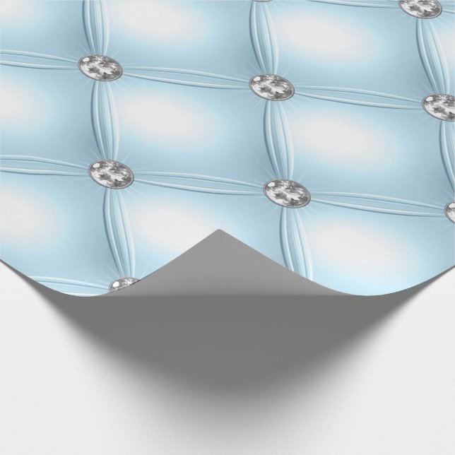 Hübsch Blue Bling Jewels Puffy Geschenkpapier (Ecke)