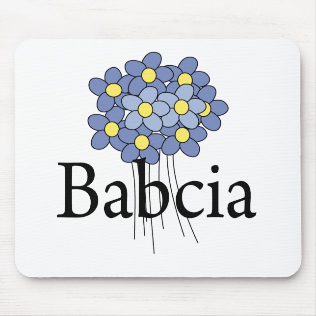 Hübsch Blue Blume Babcia T - Shirt Mousepad (Vorne)
