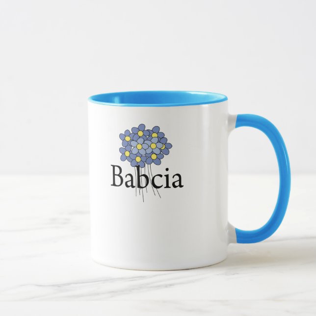 Hübsch Blue Blume Babcia T - Shirt Tasse (Rechts)