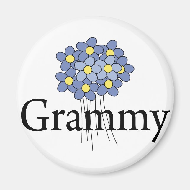 Hübsch Blue Blume Grammy T - Shirt Magnet (Vorne)