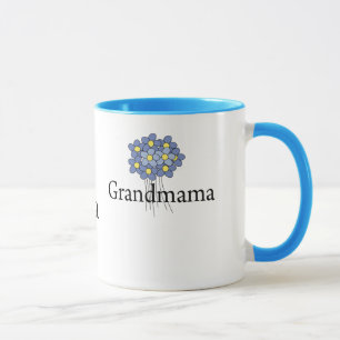 Hübsch Blue Blume Grandmama T - Shirt Tasse