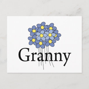 Hübsch Blue Blume Granny T - Shirt Postkarte