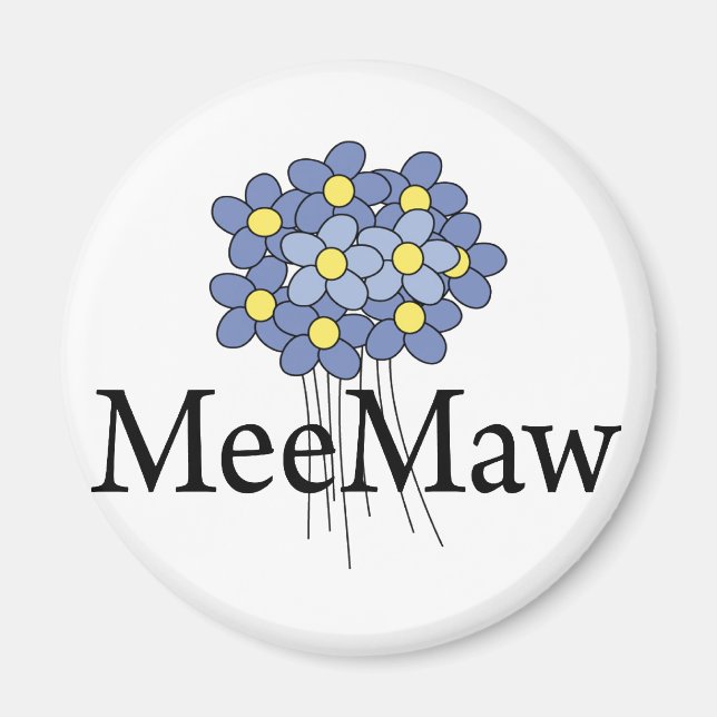Hübsch Blue Blume MeeMaw T - Shirt Magnet (Vorne)