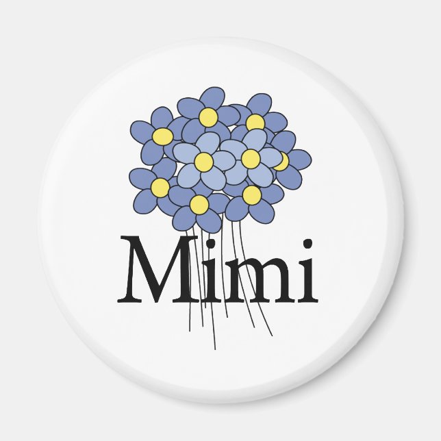 Hübsch Blue Blume Mimi T - Shirt Magnet (Vorne)