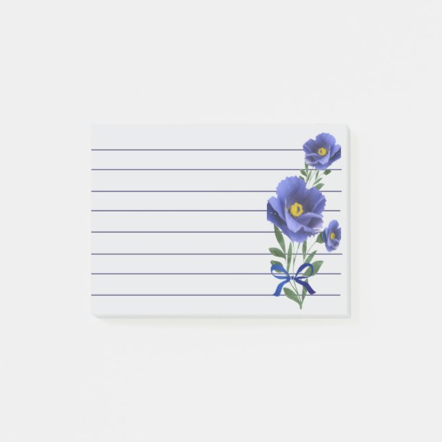 Hübsch Blue Blume Post-it Klebezettel (Vorderseite)