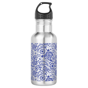 Hübsch Blue Boho Chic Paisley Pattern Edelstahlflasche
