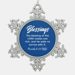Hübsch Blue Christlich Faith Sessings Bible Verse Schneeflocken Zinn-Ornament