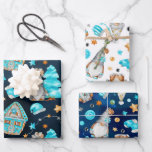Hübsch Blue Christmas Gnome Geschenkpapier Set<br><div class="desc">Hübsch Blue Christmas Gnome Wrapping Paper Sheets</div>