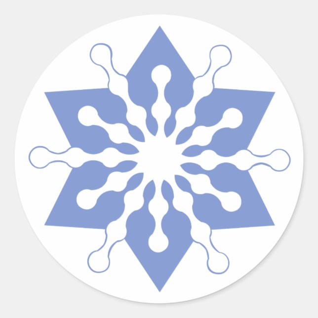 Hübsch Blue Christmas Star Snowflake Runder Aufkleber (Vorderseite)