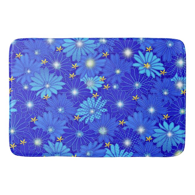 Hübsch Blue Daisy Muster Badematte (Vorderseite)
