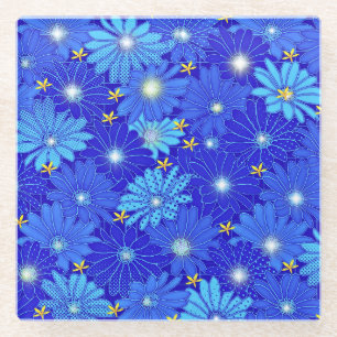 Hübsch Blue Daisy Muster Glasuntersetzer