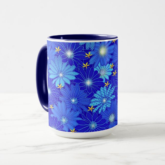 Hübsch Blue Daisy Muster Tasse (Vorderseite Links)