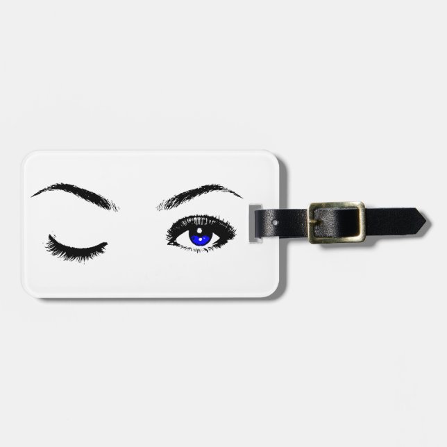 Hübsch Blue Eyes Winking Gepäckanhänger (Vorderseite horizontal)