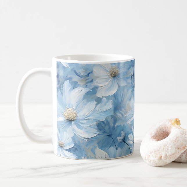 Hübsch Blue Floral Art Tasse (Mit Donut)