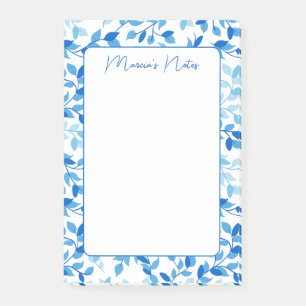 Hübsch Blue Floral Blätter Moderne Personalisierte Post-it Klebezettel