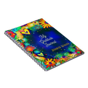 Hübsch Blue Floral Individuelle Name Dankbarkeit J Notizblock