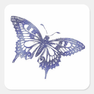 Hübsch Blue Frack Butterfly Mosaik Quadratischer Aufkleber